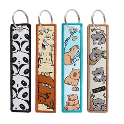 Cute Capybara Key Tag Cartoon Animals Embroidery Jet Tag Keychain for Motorcycles Cars Backpack Accessories Kids Gifts 1PCS