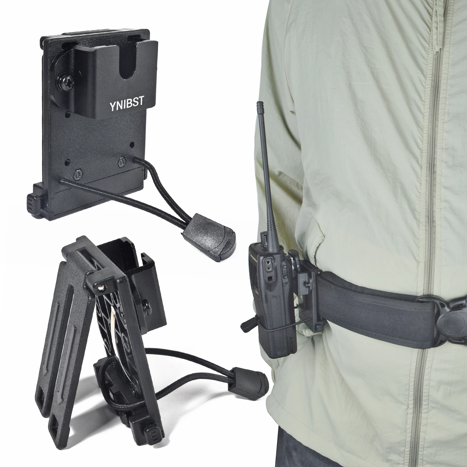 Radio Holder Belt Clip Universal Walkie Talkie Holster for Duty Belt Tactical Handheld Radio Pouch Case (Clip & Belt and Molle)
