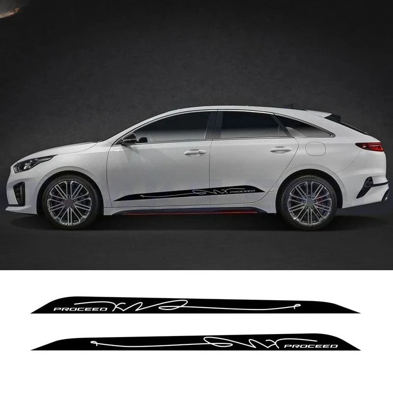 

2 шт., наклейка на боковую юбку кузова, двери автомобиля, спортивные полосы из углеродного волокна для KIA PROCEED GT GT-line, гоночные аксессуары, виниловая наклейка «сделай сам»