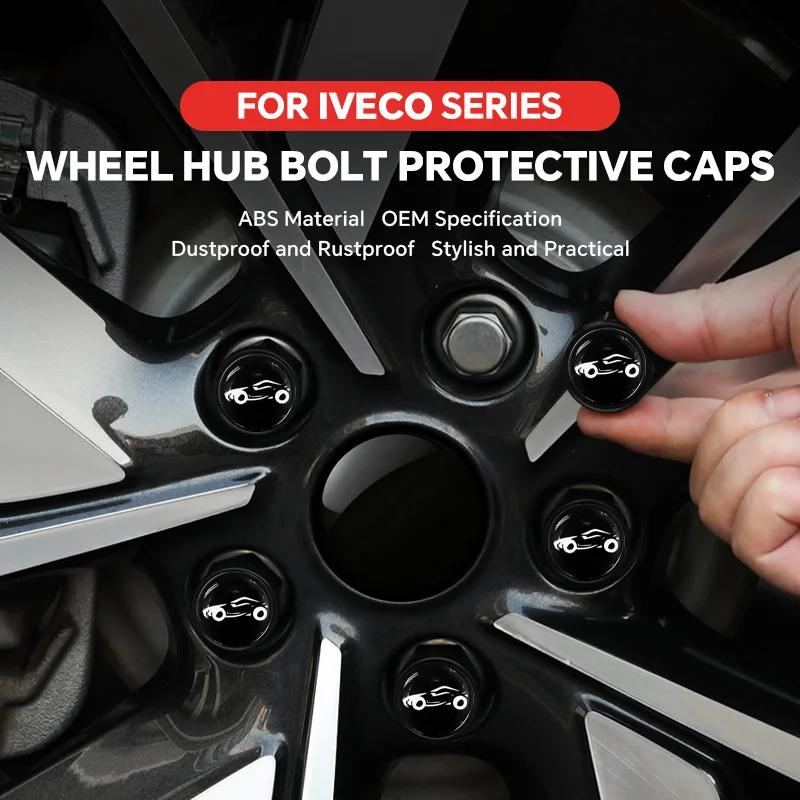 

For Iveco 20Pcs Black Car Wheel Caps Bolts Automotive Wheel Hub Nut Protective Cap Rust Proof Waterproof Cap Tire Nut Caps