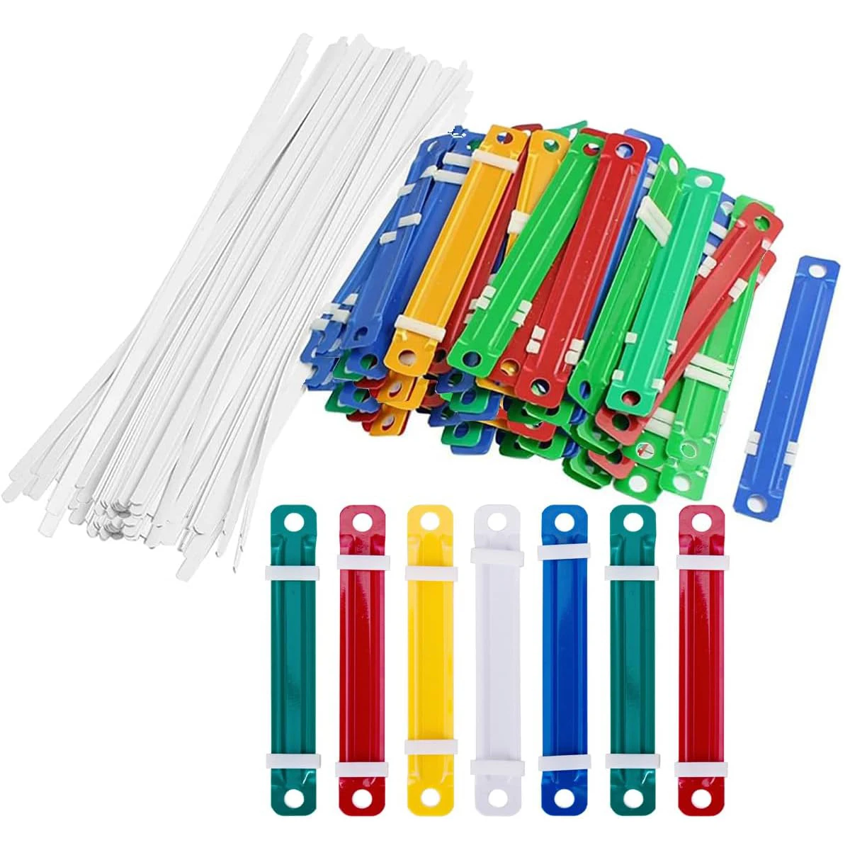 Plastic Binding Paper Fastener, Binding Clips, Paper Organizer, File Color, Fasteners, Adequado para Office e Uso Doméstico, 50Sets
