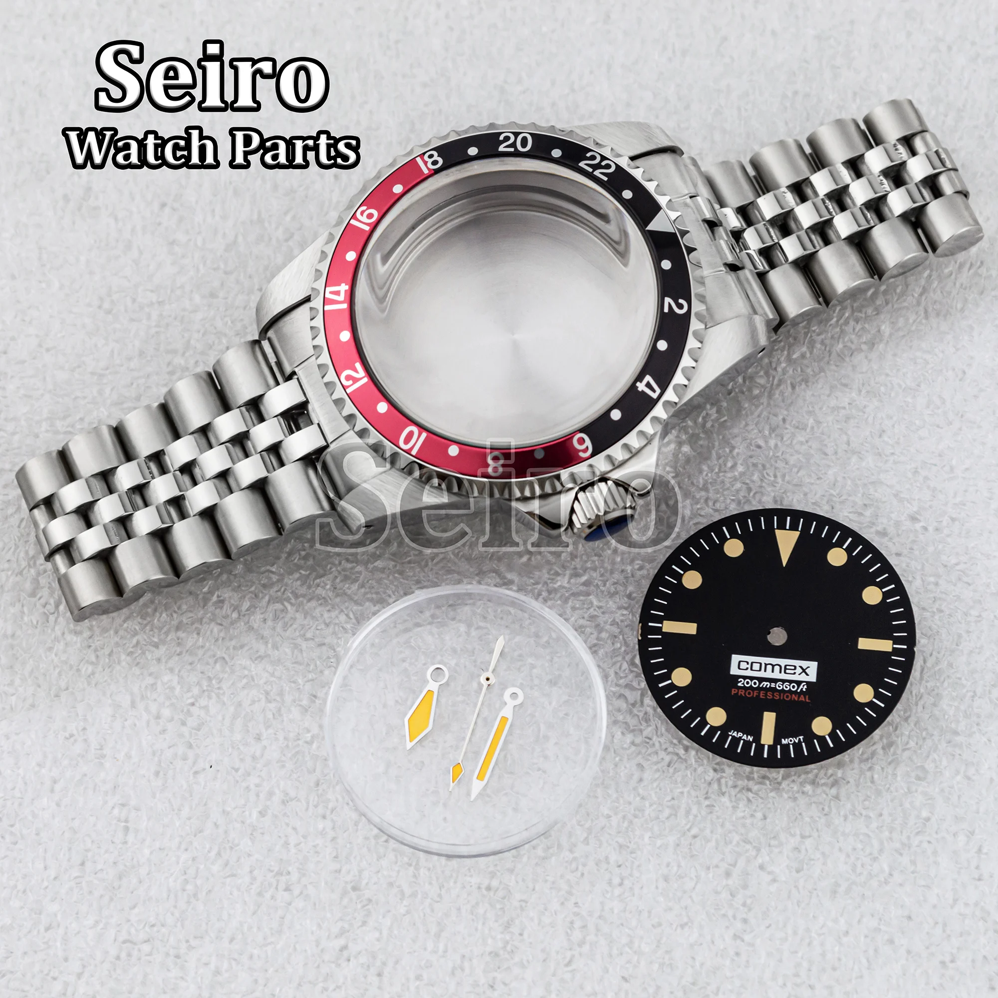 39MM Vintage Restro NH35 Case Strap Silver 100M Waterproof Watchcase Black Luminous Dial Hands Needles for SUB GMT NH36 Movement