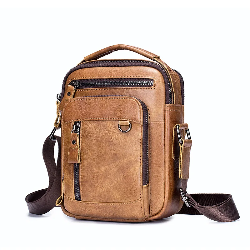

Vintage Genuine Leather Shoulder Bag for Man Small Real Cow Leather Bag 2025 New Male Crossbody Bag