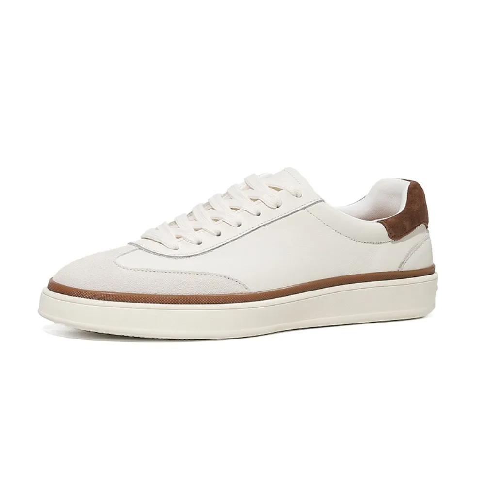 Men Genuine Leather Casual Sneakers Retro Low Top Basic Casual Shoes Cork Midsole Breathable Non-slip Flat Walking Shoes for Men