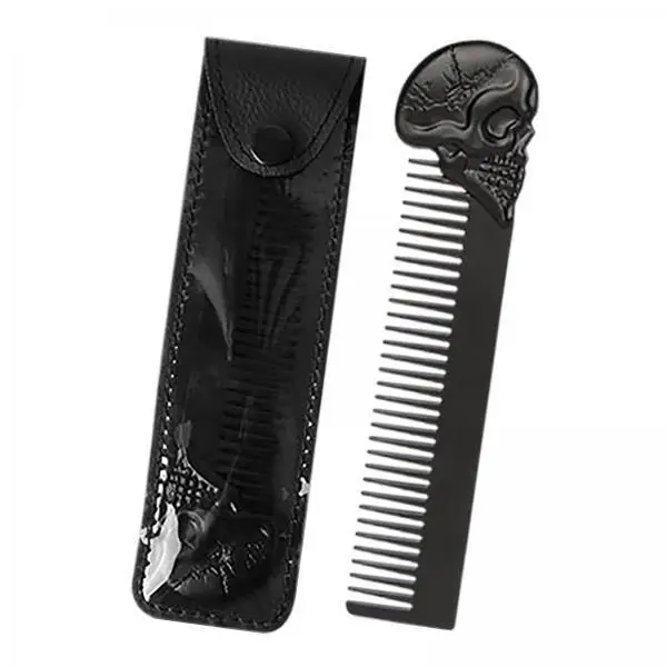 Mustache and Beard Comb Zinc Alloy Fine Teeth Grooming Template Barber Hairdressing Tools for Men Hair Styling