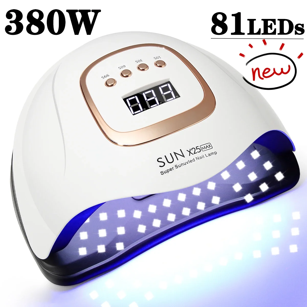 

Nail Lamp 380W Gel Nails Fast Curing Dryer with 81 LEDS 4 Timers Professional UV Light Salon Nail Art Tools