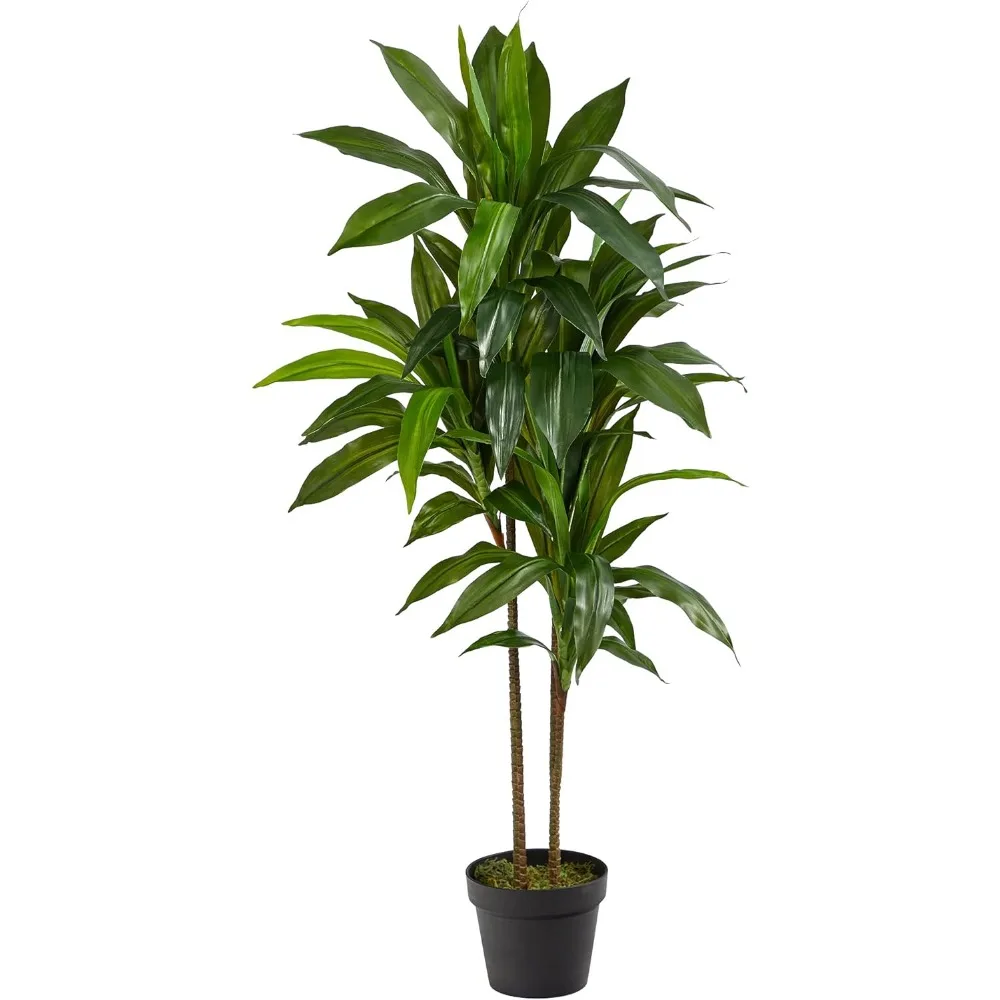 Nearly Natural Real Touch Leaves Artificial Dracaena Plant, 4ft, Green