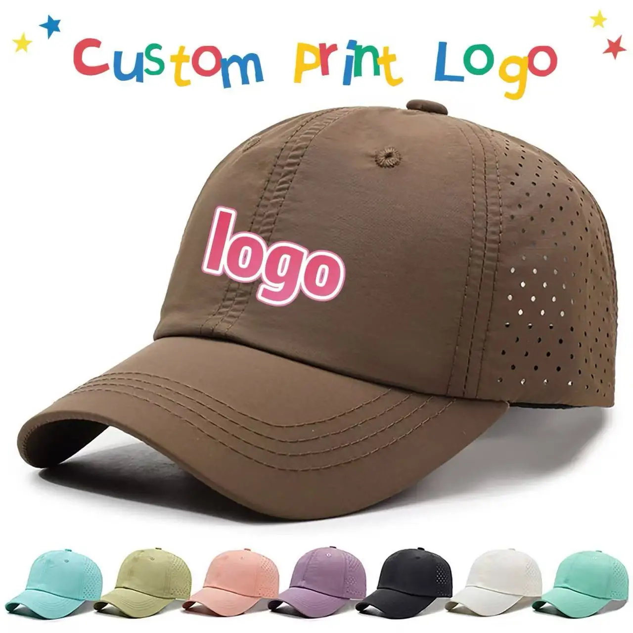 Customized Printed Logo Children's Quick Drying Baseball Hats Sun Protection And Sun Shading Mesh Perforated Duck Tongue Caps