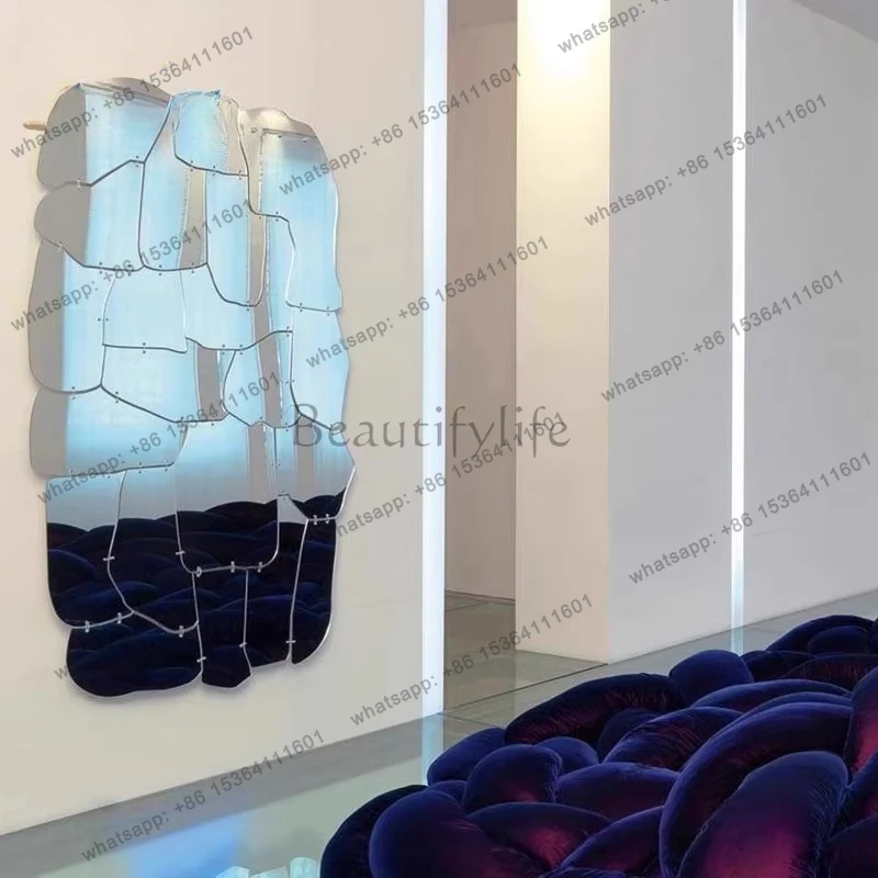 

yj32 Italian light luxury modern simple wall-mounted wall mirror art special-shaped full-body mirror