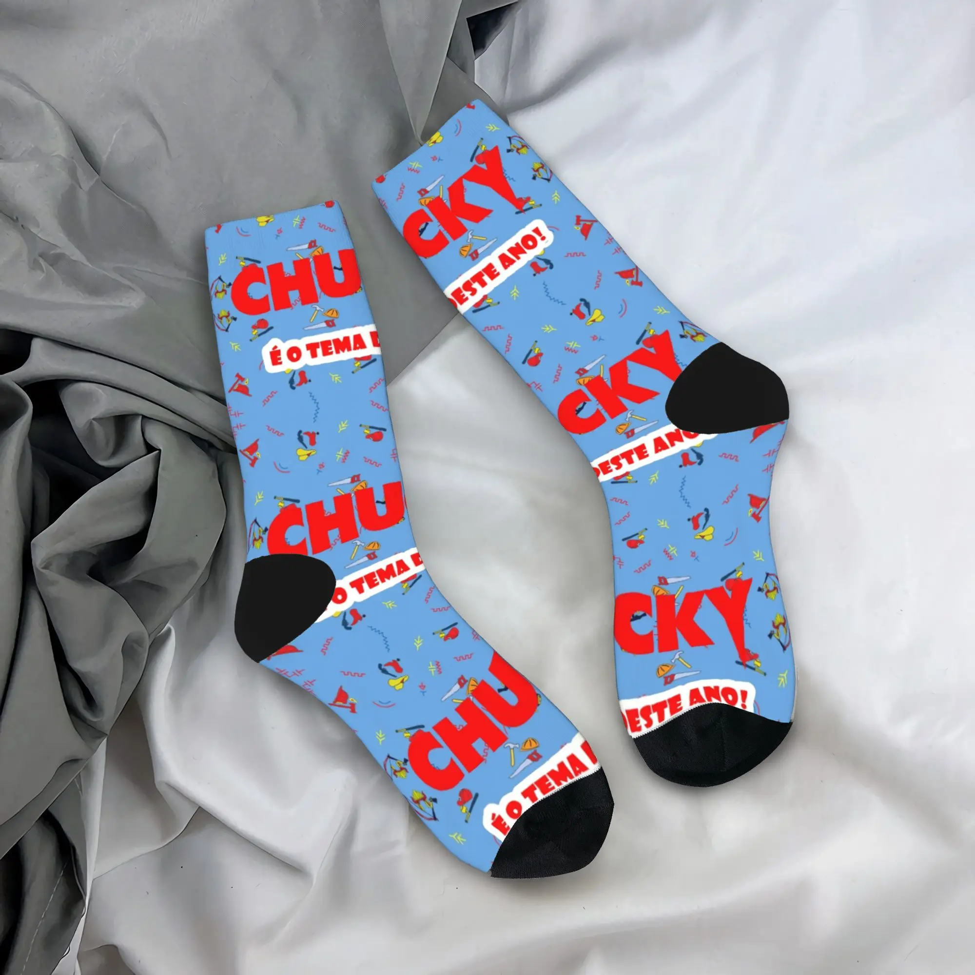 Kaus Kaki Chucky Orang Baik Bermain Anak-anak Kaus Kaki Bahagia Lucu Poliester Pria Wanita Hadiah Kaus Kaki Tabung Tengah Musim Semi Musim Panas Musim Gugur Musim Dingin