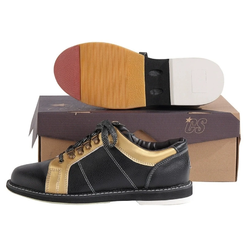 

Professional Men's Bowling Shoes - Breathable 2nd Layer Cowhide, Anti-Slip & Durable Rubber Sole + Ultra-Fiber Sliding Base