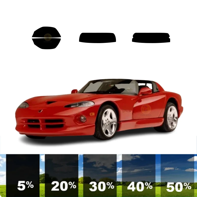 wstępnie przycięta zdejmowana folia zaciemniająca okna do samochodu 100% UVR 5%-70% VLT Izolacja cieplna Węgiel ﻿ Dla DODGE VIPER 2 DR CONVERTIBLE 2003-2011