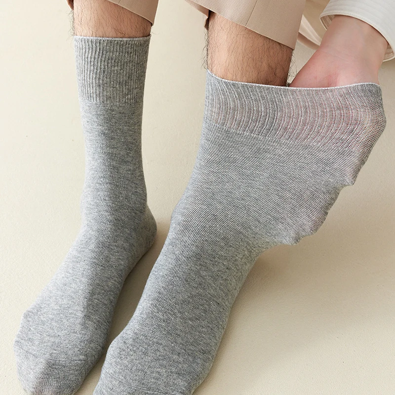 2 Pairs Large Size Men Socks Plus Long Cotton Loose Mouth Good Elastic Business Solid Party Dress Diabetic Socks Fathers EU43-48