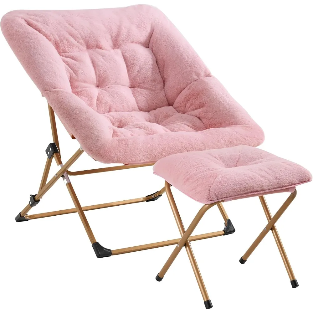 

Comfy Chair for Adults, Soft Faux Fur Folding Lounge for Bedroom Living Room Dorm Rooms Flexible Reading Chair for Teens Kids