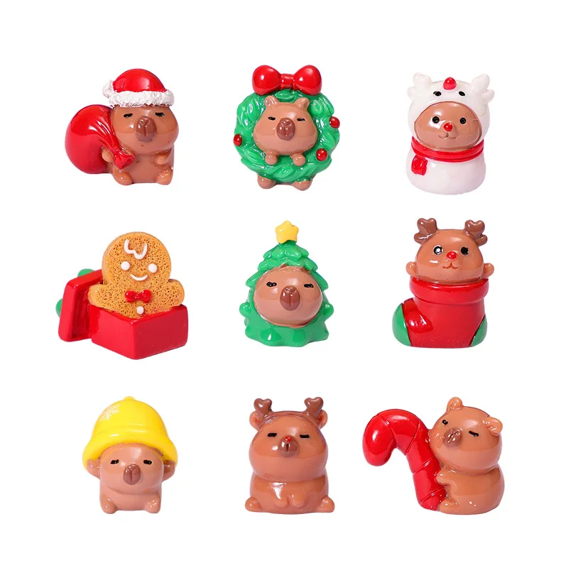 Kerst Actiefiguren Kinderen Leuke Capibara Klassieke Speelgoed Auto Model Pop Kinderen Slaapkamer Ornament Home Decor Kerstcadeau