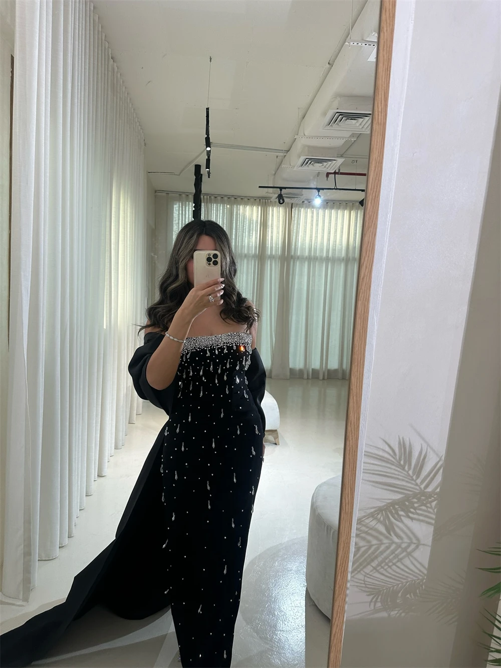 

Customized Elegant Black Jersey Evening Dress Formal Strapless Sleeveless Celebrity Gowns Classic Straight Crystal Party Dresses