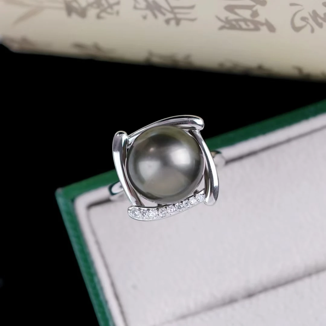 Square Shape 925 Sterling Silver Adjustable Finger Ring Base Settings Findings Parts Fittings Accessories for 12-13mm Pearls