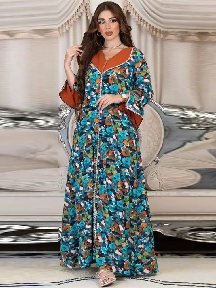 

Ramadan African Dresses For Women Kaftans Abaya Dubai Muslim Long Dress Turkish Jalabiya Robe Femme Musulmane Islamic Clothing