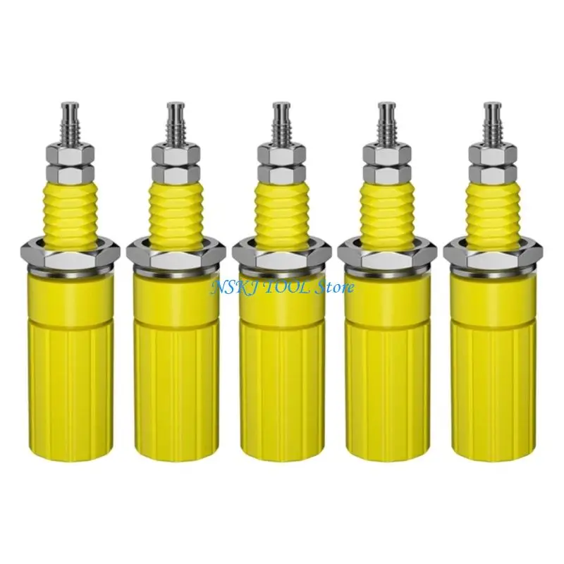 L8RC 5pcs Flame Retardant 4mm Banana Plugs Connector Metal Sound Panel Terminals Safe