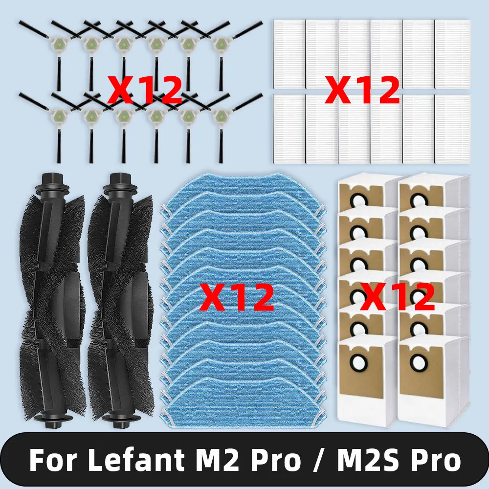 Совместимость с ( Lefant M2 Pro / M2S Pro ) Запасные части Аксессуары Основная боковая щетка HEPA-фильтр Швабра Тканевый мешок для пыли