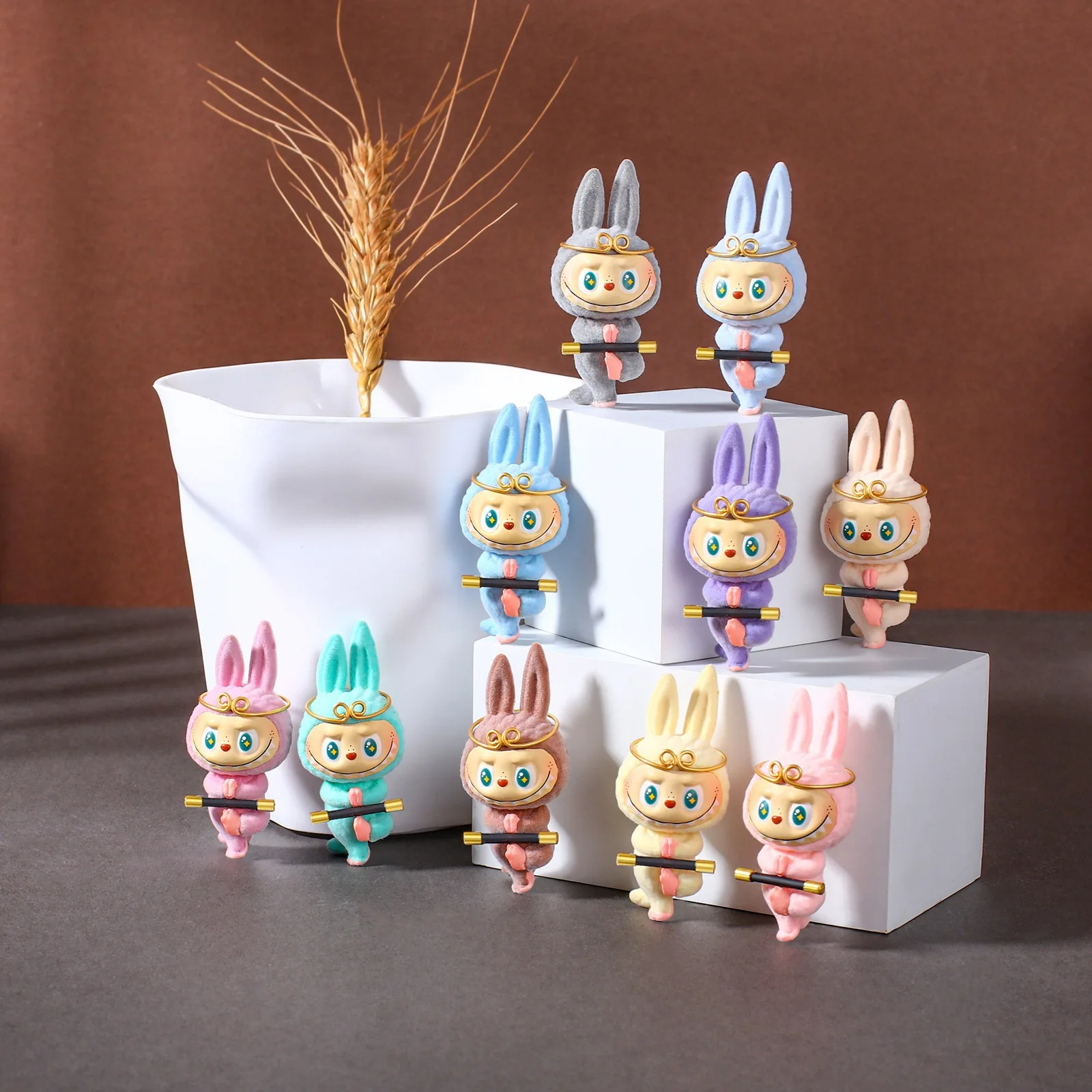 

1/10 Pcs Labubu Flocked Kawaii Ornament Lazy Yoga Chief Jewelry Tabletop Ornament Gift Birthday Gift