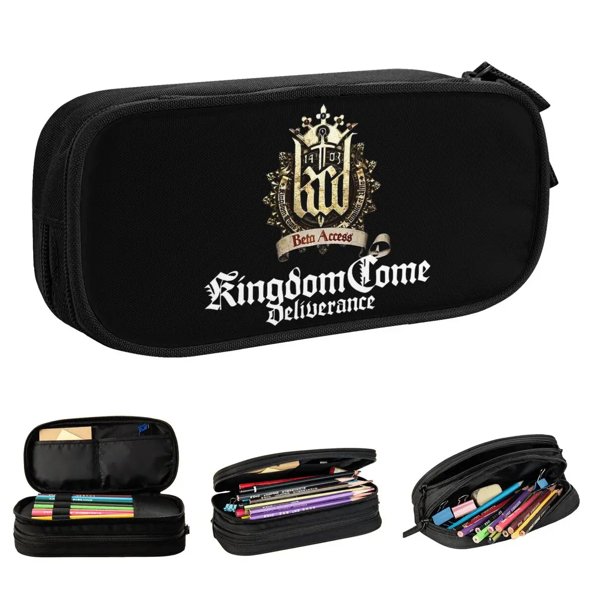 

Large Pen Box Kingdom Come Deliverance II Merch Double Layer Pencilcase Women Makeup Bag Suprise Gift