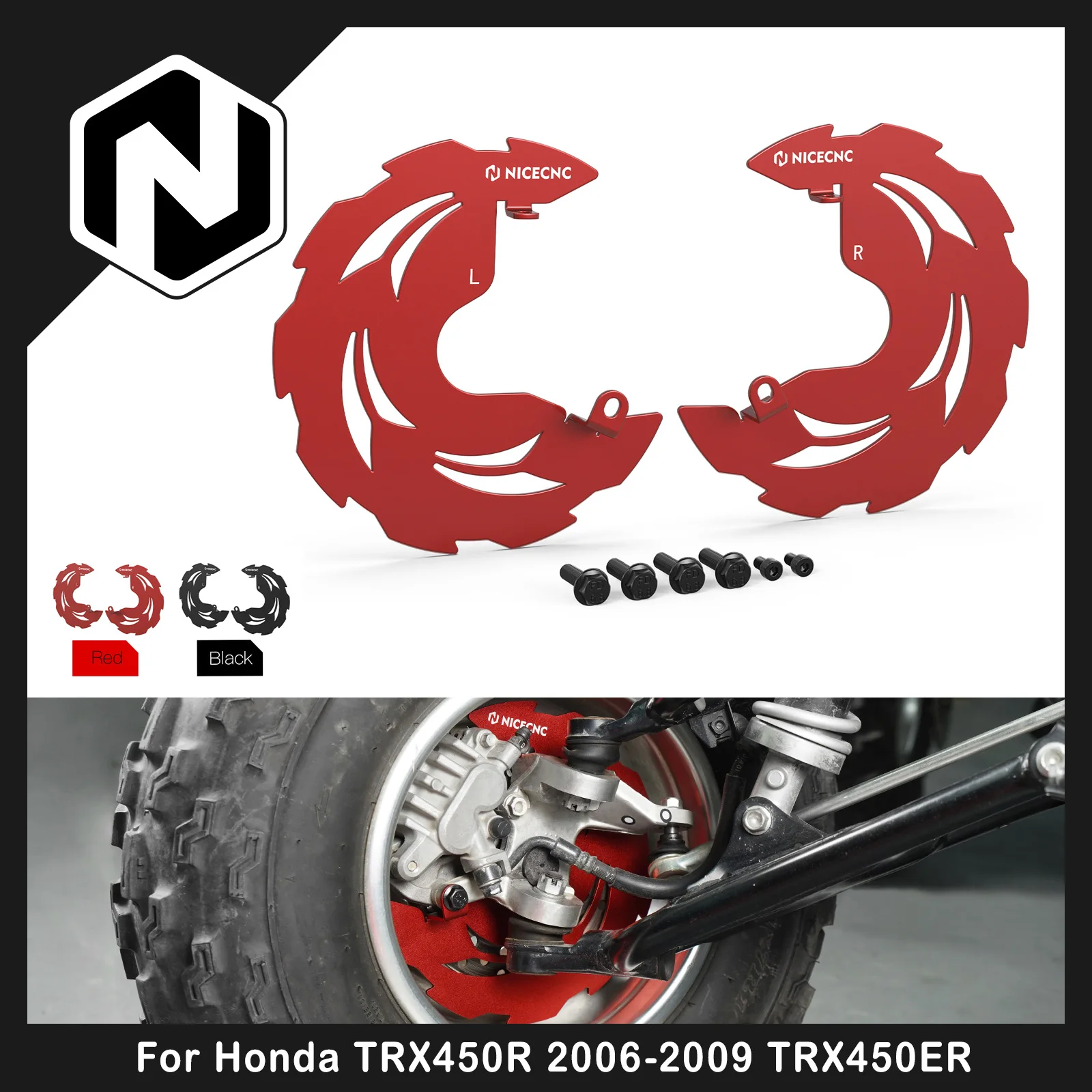 

Защитные накладки на передние тормозные диски NICECNC (2 шт.) для Honda TRX450R 2006-2009, TRX450ER 2006-2014, замена 45331-HP1-600, защита тормозных дисков