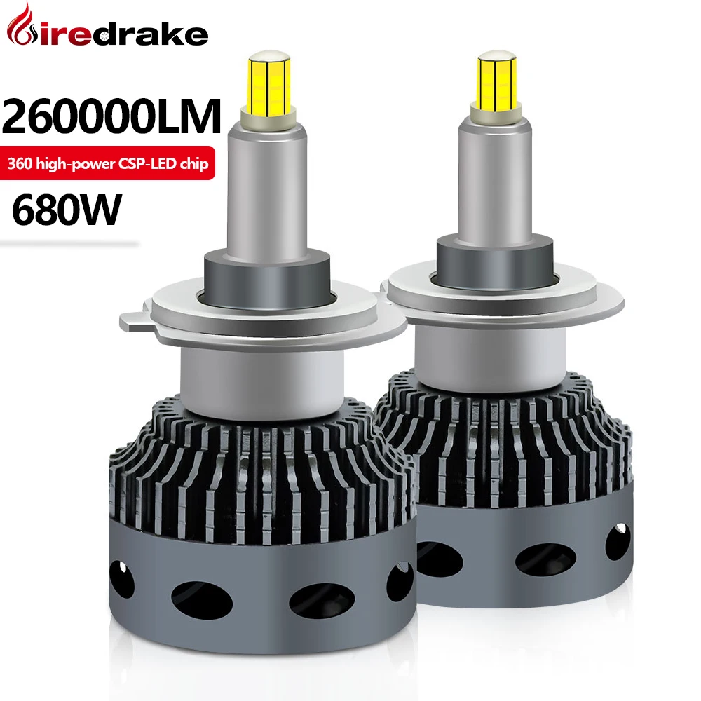 

Firedrake V1 High Power 6 Headlights LED Car Headlights H1 H4 H7 H11 9005 9006 360 car headlights 680W 6000K 260000LM