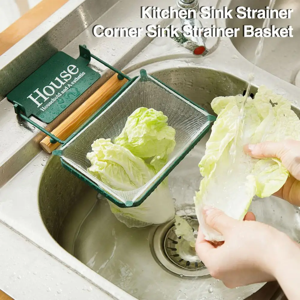 1 Set Kitchen Sink Filter Shelf Fine Mesh Hole Sink Corner Food Catcher Leftovers Filter with Strainer Bags Kitchen Supplies