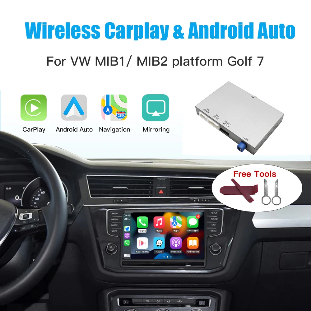 AUTOABC-Adapter box for screen upgrade, CarPlay, Android Auto, VW MIB1, MIB2 Platform Golf 7, Tiguan, Lamando, Magotan, PHIDEON