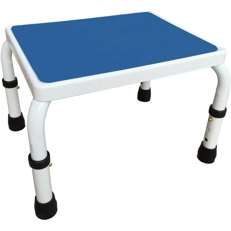 Handrail, Height Adjustable. 2 Products in 1. Modern White/Blue Design. Padded Non-Slip Handle. 300 lb. Capacity