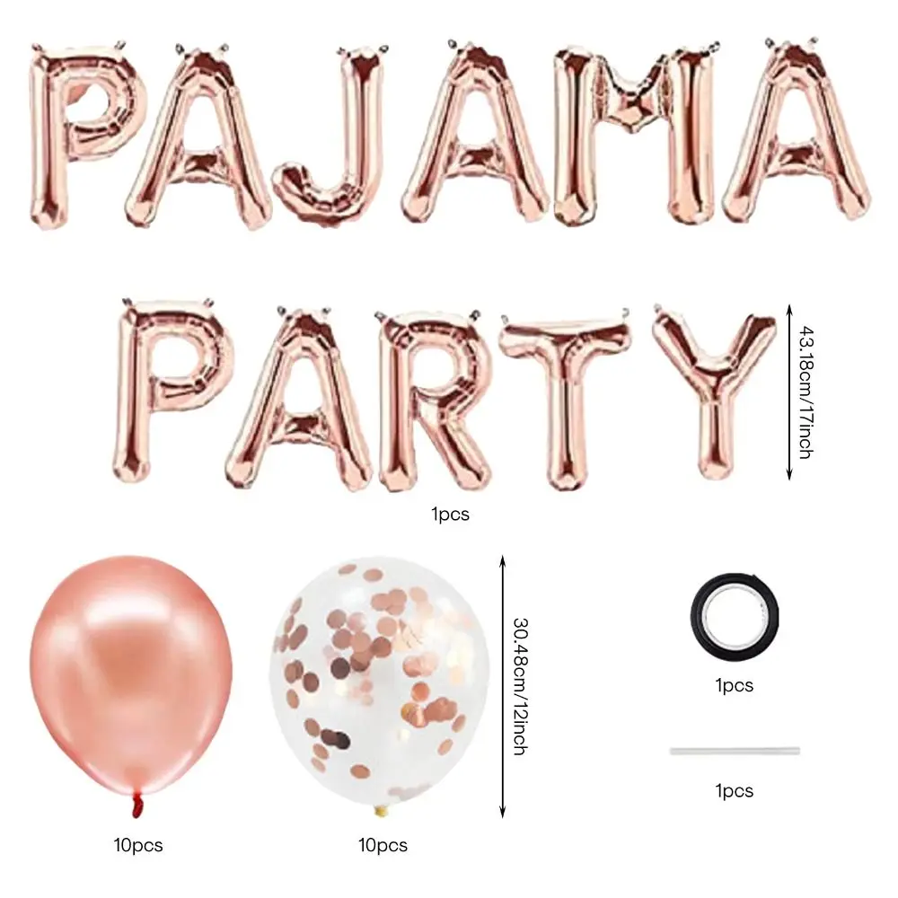 11pcs Latex PAJAMA PARTY Birthday Party Decor Rose Gold Pajama Party Decorations Spa Pajama theme Girls