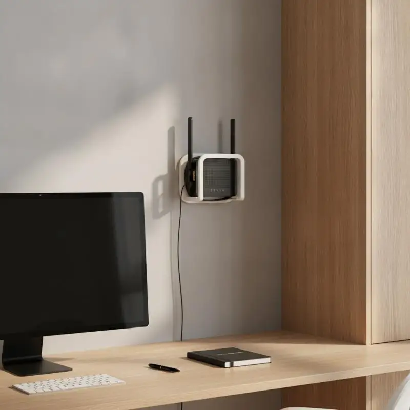Wall Mount WiFi Router Holder No Drill Easy Installation Space Saving Design For Home Office Organization