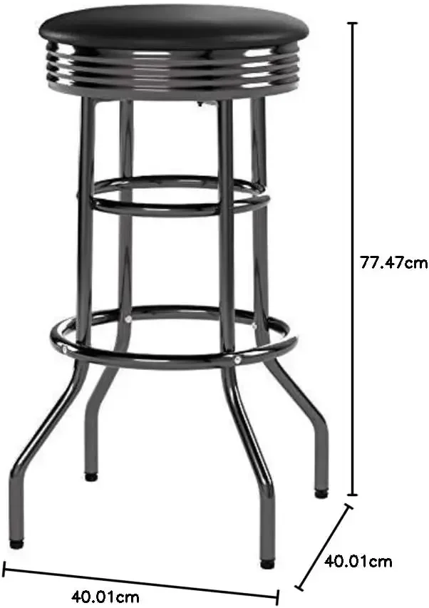 Taburete de bar giratorio resistente de 30 pulgadas para encimera de cocina, garaje o taller, asiento de piel sintética con base de metal, paquete de 2, negro