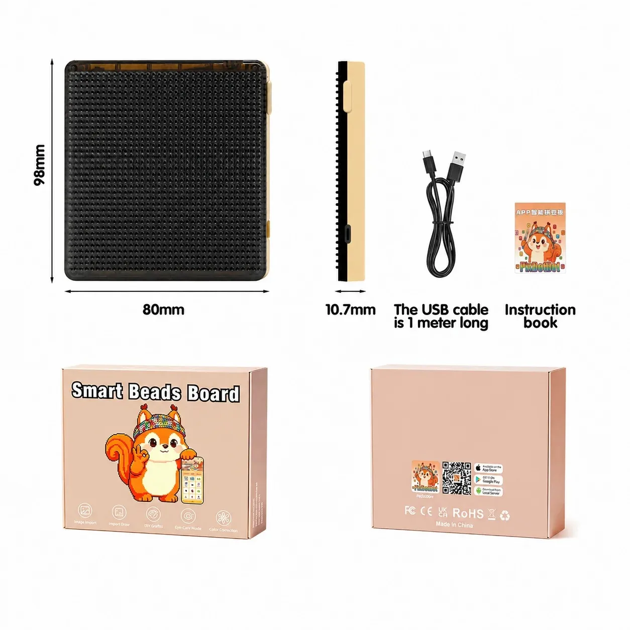 Smart LED Light Board Pixel Art Display Panel DIY Craft Board with APP Guide USB Powered Creative Gift