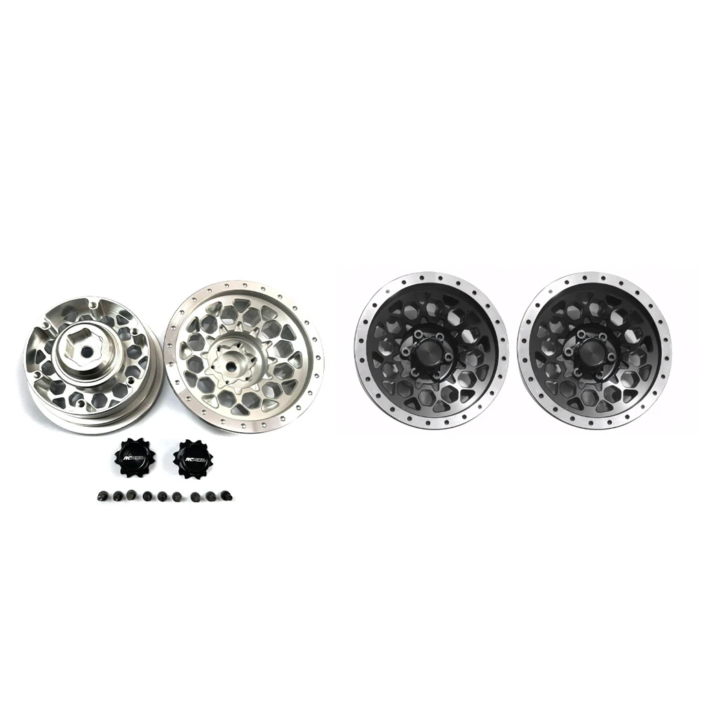 

RCGOFOLLOW 2pcs Aluminum Alloy Shock-proof Metal Wheel Rims For 1/6 Rc Metal Wheel Rims Axial SCX6 RC Car Part Black