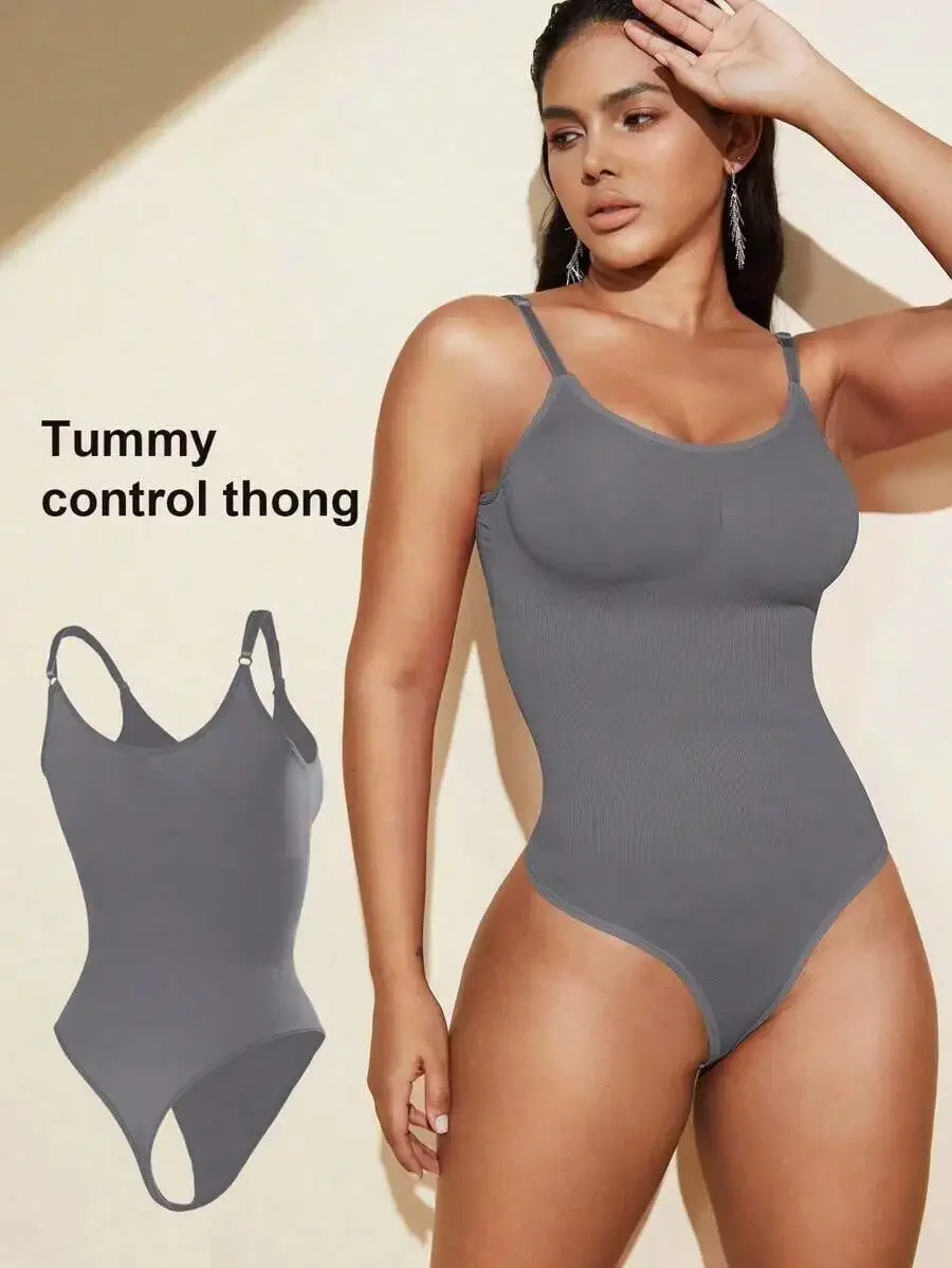 

Women Seamless Shaping Bodysuit With Thong Bottom Tummy Control Slimming Bodyshaper