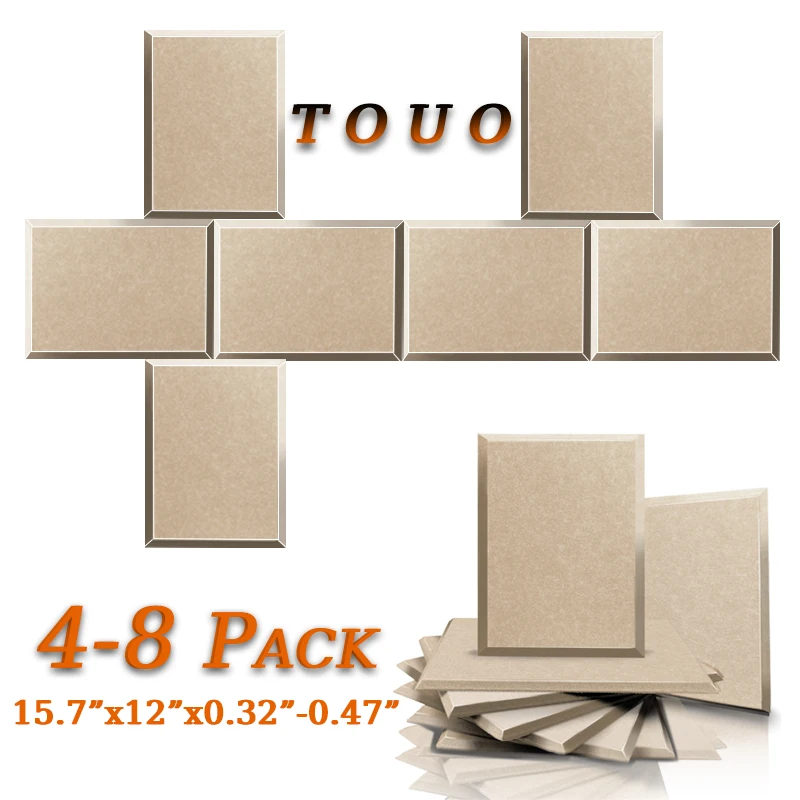 TOUO Rectangle Acoustic Panel 4/6/8 Pcs Home Cinema Sound Insulation Flame Rectangle Material Drum Room Acoustic Treatment