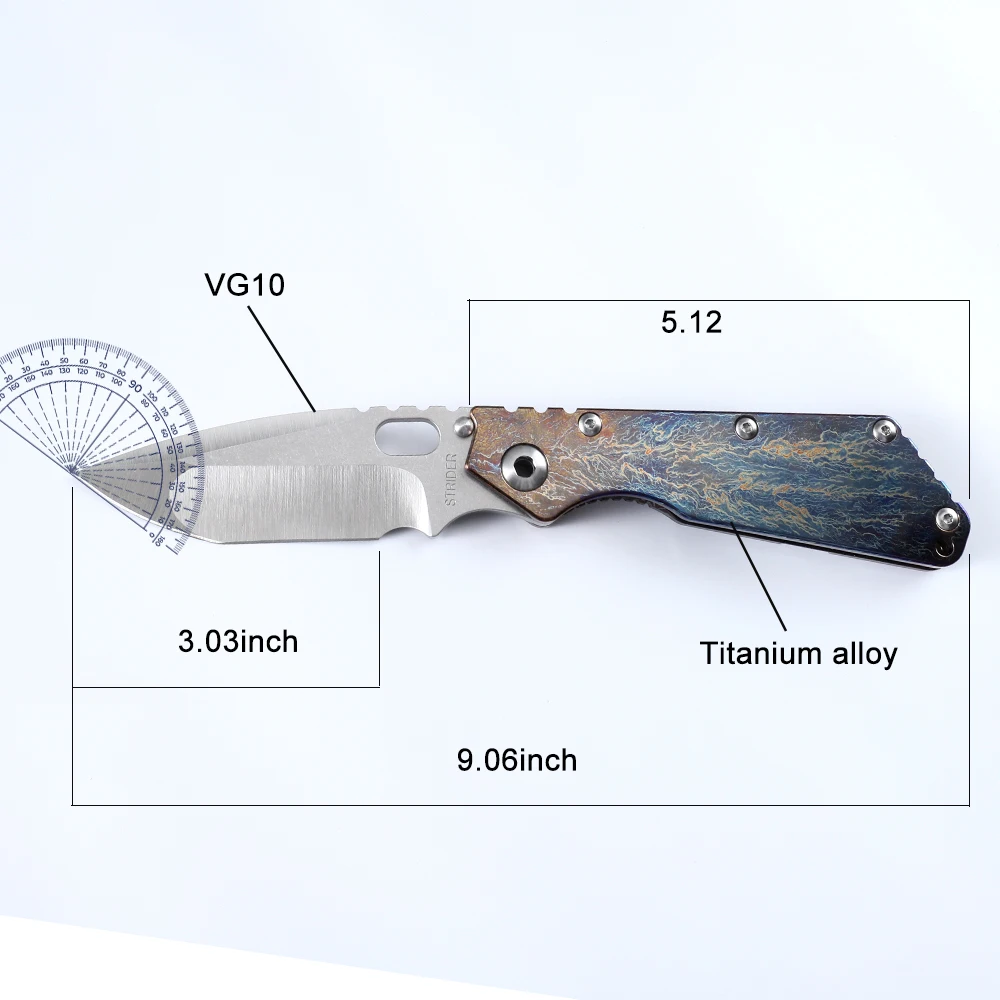 SMF folding knife VG10 steel blade titanium alloy handle copper joint outdoor camping fishing hunting EDC fruit knife tool