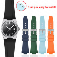 11mm 12mm Rubber Silicone Strap for Tissot PRX Series Super Player T137.407/T137.410 Men Women Original Quick Release Watch Band