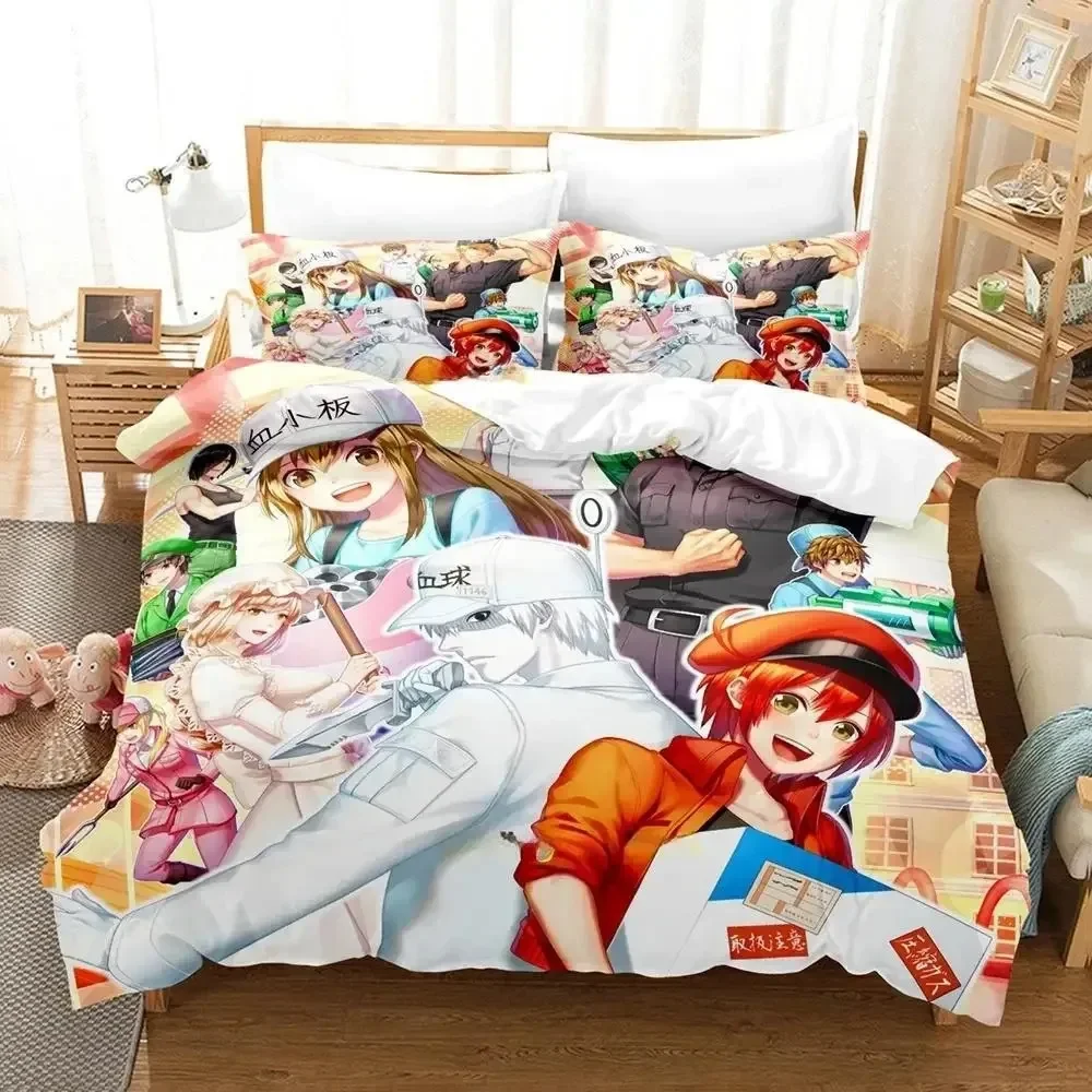 

2024 Cells At Work Bedding Set Single Twin Full Queen King Size Bed Set Adult Kid Bedroom Duvetcover Sets 3D Print Anime Bed Set