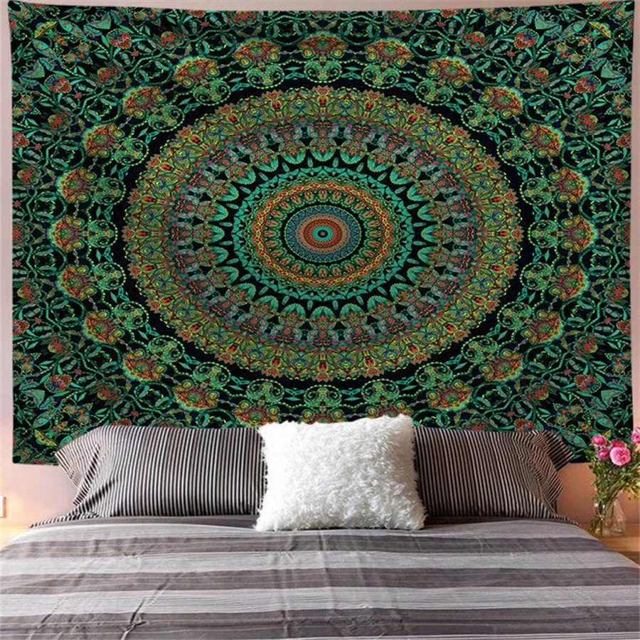 Indischer Mandala Wandbehang Wandteppich Boho Wandtuch Wandteppiche Dekor Psychedelic Hippie Böhmen Wandteppich Schlafzimmer Dekoration – Detail 11