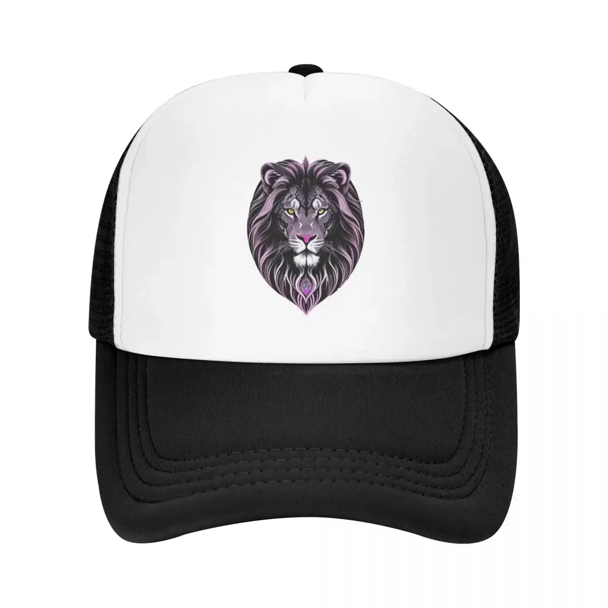 Lavender Noir Lioness: Bold Feminine Feline Design in Striking Lavender and Black Hues Baseball Cap