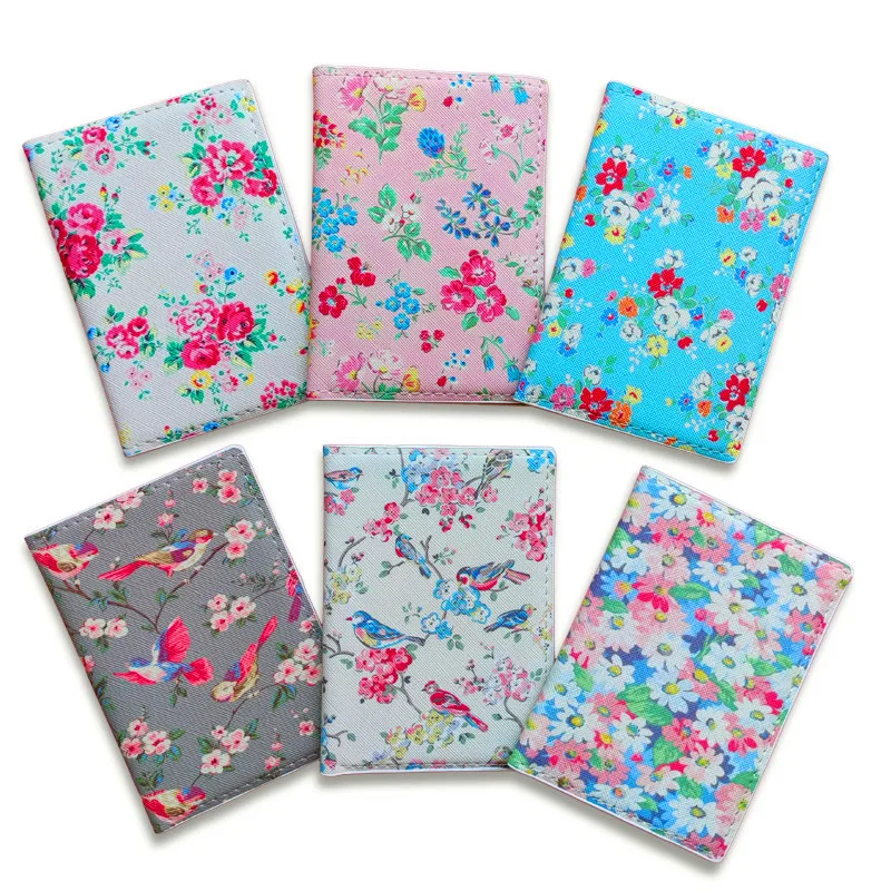 

Flowers Pattern Women's Travel Passport Cover Wallet Unisex Business Multifunction Credit Card Purse Organizer Case