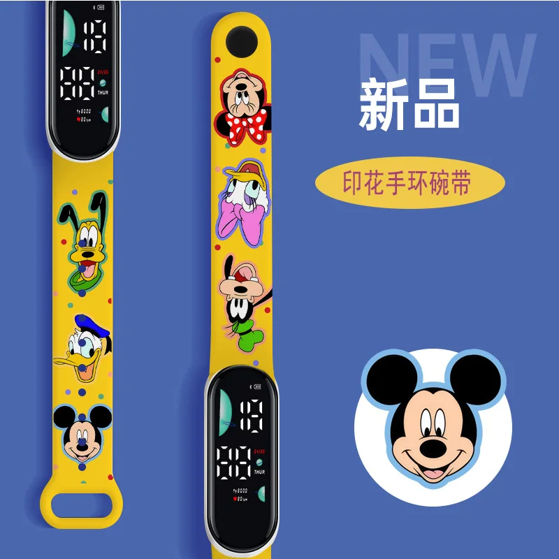 Mickey Minnie Cartoon Kids Watch Disney z serii Anime figurki z nadrukiem wodoodpornym elektroniczny zegarek sportowy chłopców prezenty urodzinowe dla dziewcząt