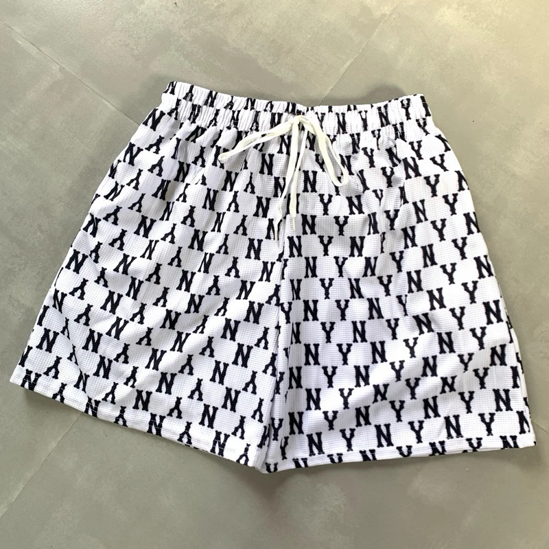 

NY Vintage Korean Style Trend Letter Print Men's Athleisure Shorts Summer Quick-dry Soft Lightweight Beach Shorts Moto Shorts