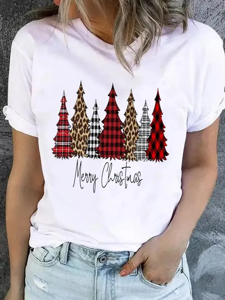 女性用半袖Tシャツ,プリントトップ,ベーシックな服,クリスマス,新年,ファッショナブル