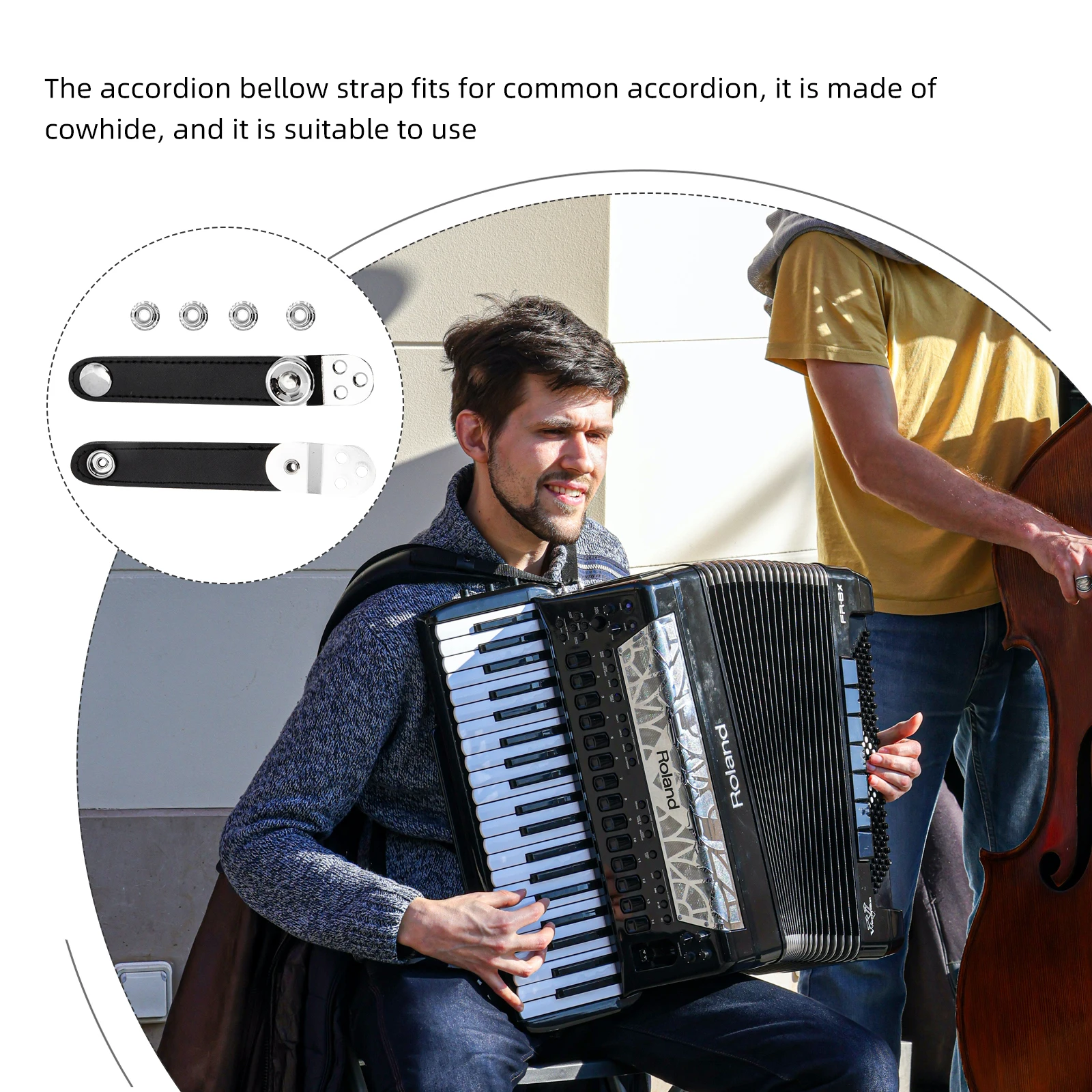 

Metal Joint Buckle Strap Accordion Bellows Straps Durable Replacement Fasteners Lightweight Cowhide Belts for Accordion