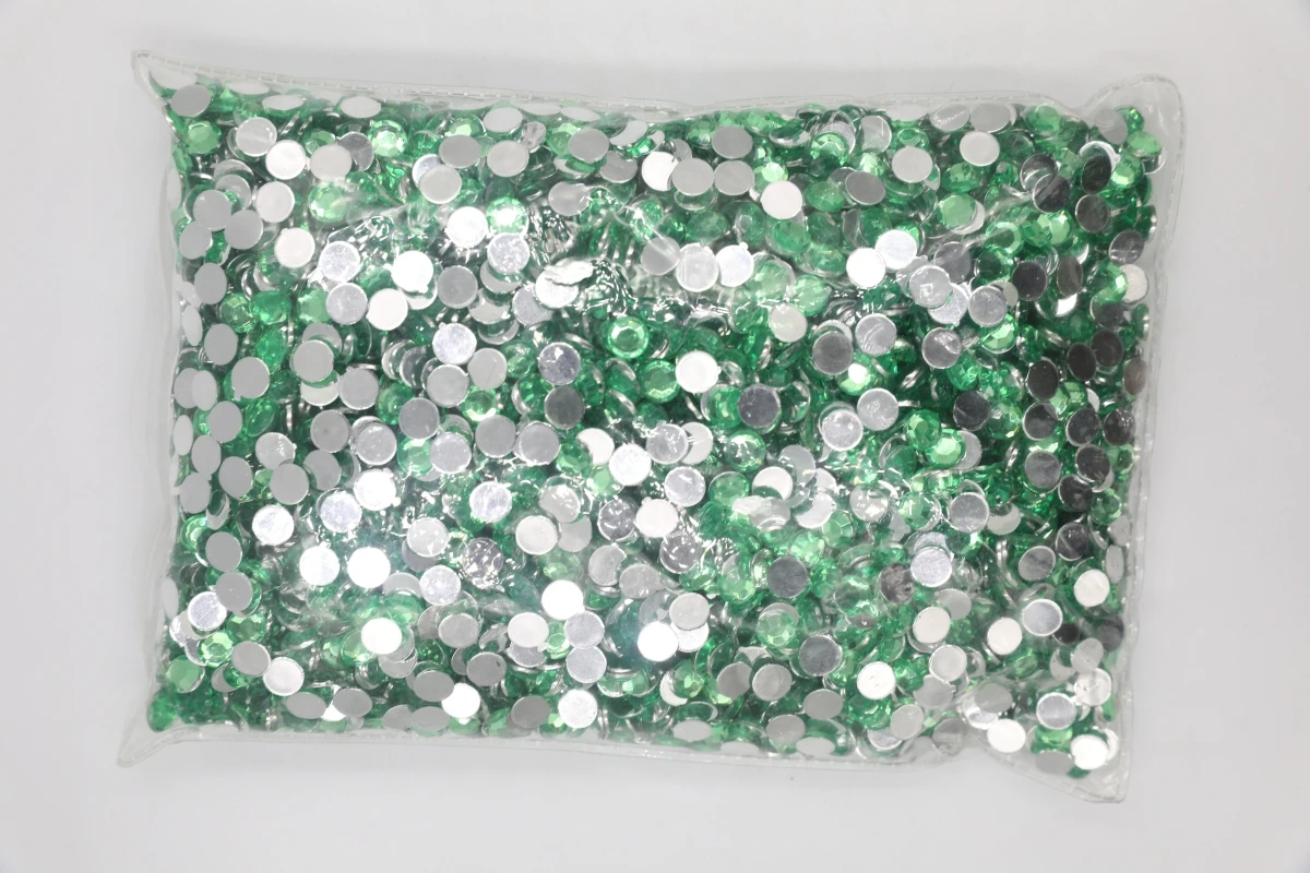 

Fluo Green Color 1.5~12mm Flat Back Round Acrylic Rhinestones Beads,3D Acrylic Nail Art / Garment Decoration