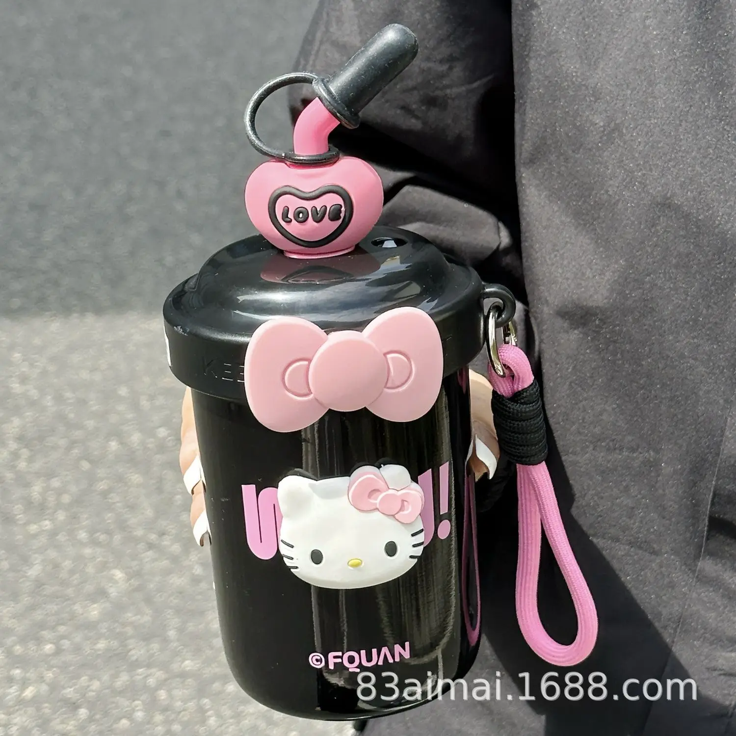 New Kawaii Sanrioed New Stainless Steel Straw Insulated Cup Cute Cartoon Hello Kittyed 520ml Portable Coffee Cup Holiday Gift